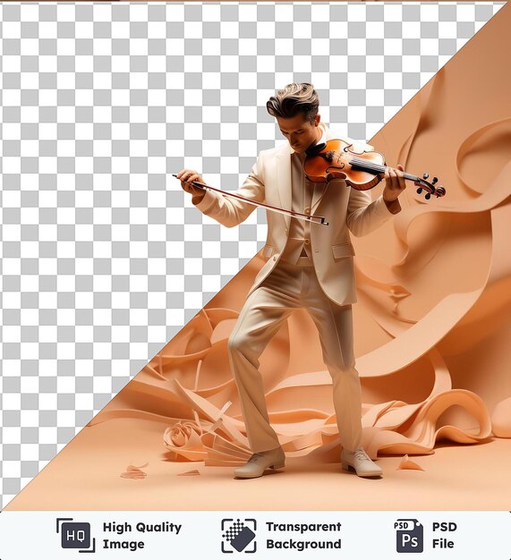 PSD psd with transparent 3d violinist playing a solo