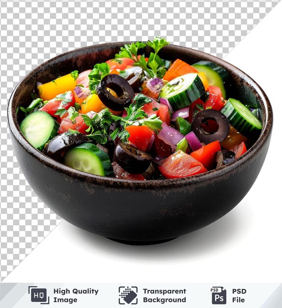 PSD Псд с прозрачной чашей с свежим овощным салатом, изолированным на прозрачном фоне