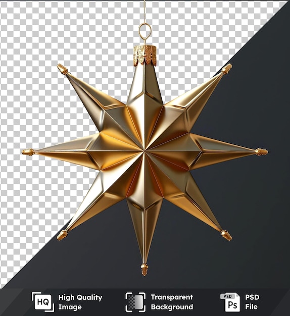 PSD psd with transparent christmas star mockup on a dark background