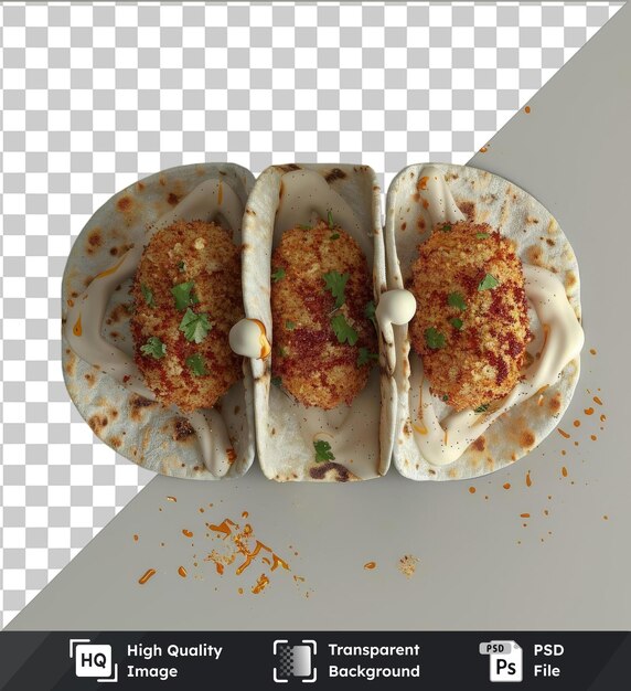 PSD psd with transparent falafel on a white plate