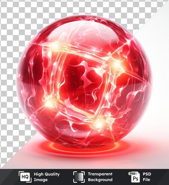 PSD 透明に輝くエネルギー球 (sphere) ベクトルシンボル (core) 心の形をした赤い光 (red light)