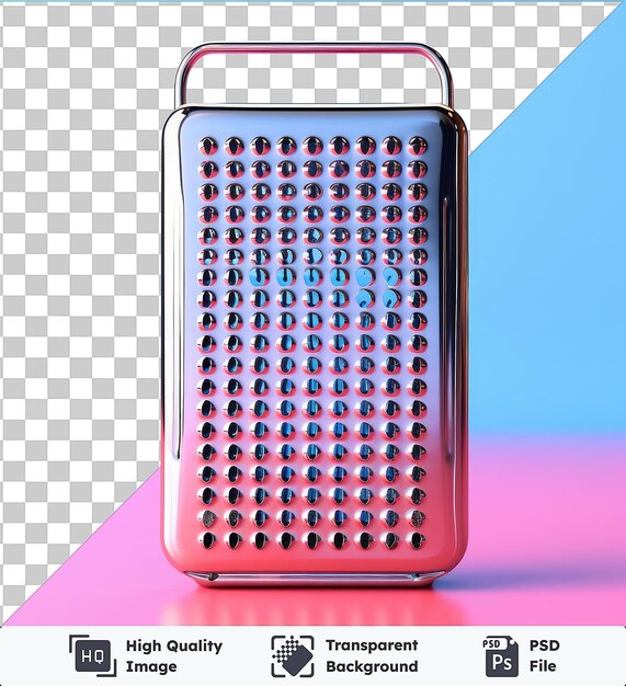 PSD psd with transparent grater like object on a pink table