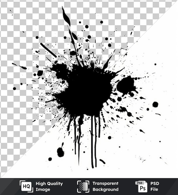 Psd с прозрачным гранжевым брызгом текстуры векторный символ повстанца черно-белое изображение с большим количеством брызг краски