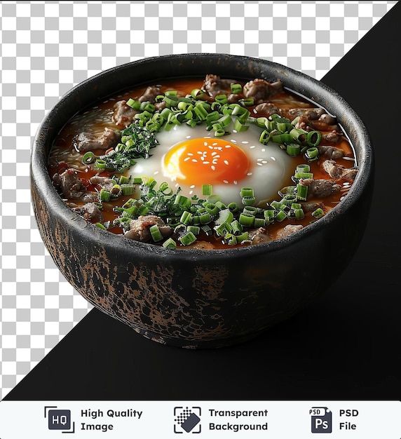 PSD psd with transparent gyudonic liquid in a bowl of soup