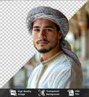 PSD psd with transparent islamic young man in turban