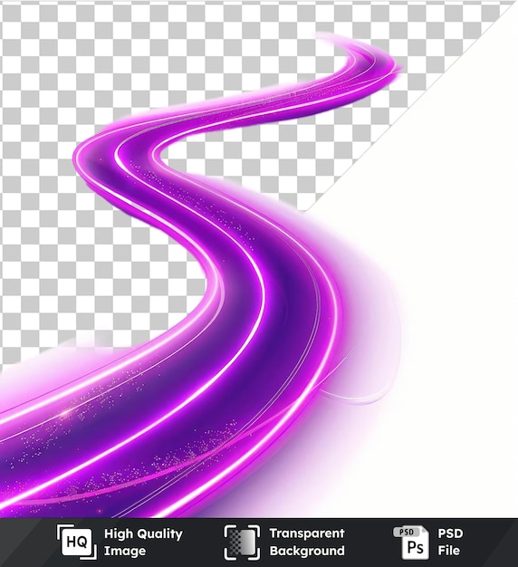 PSD Псд с прозрачными неонными линиями свечения векторный символ электрические фиолетовые линии на изолированном фоне