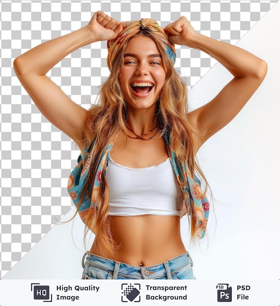 Psd with transparent photo of ecstatic lady shout loud yeah fist up raise win lottery isolated bright shine color