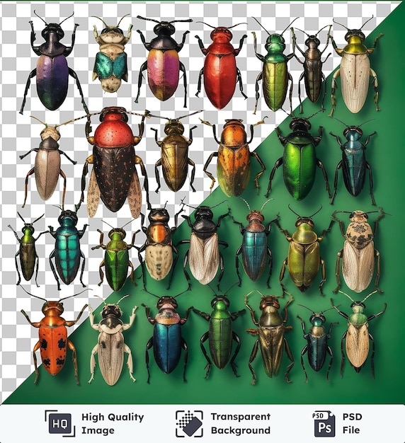 Psd with transparent realistic photographic entomologist_s insect collection