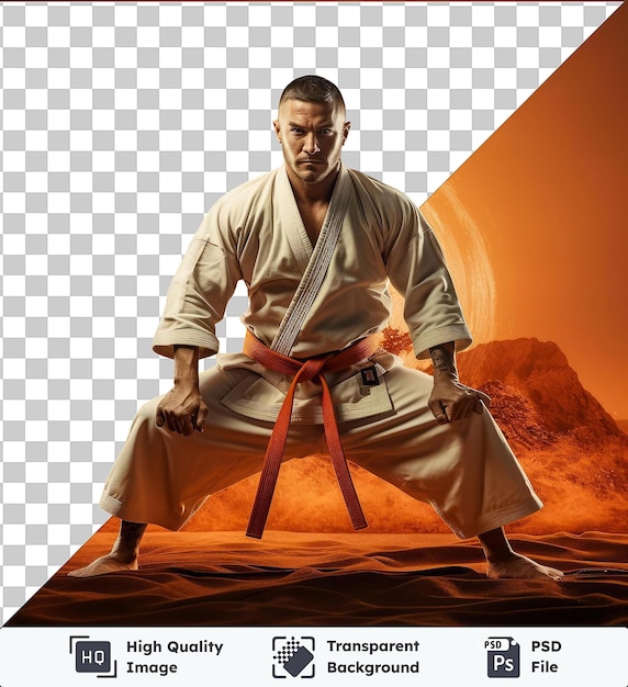 PSD psd с прозрачной реалистичной фотографией обучения боевых искусств мастера дзюдо