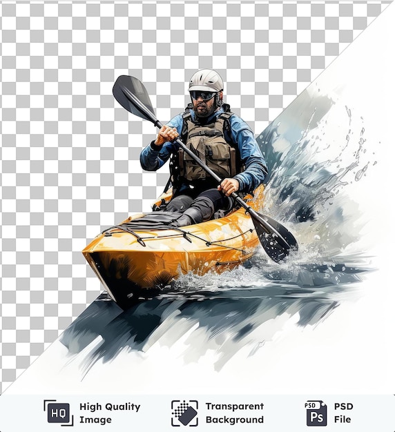 PSD psd with transparent realistic photographic kayaker_s kayaking in a river