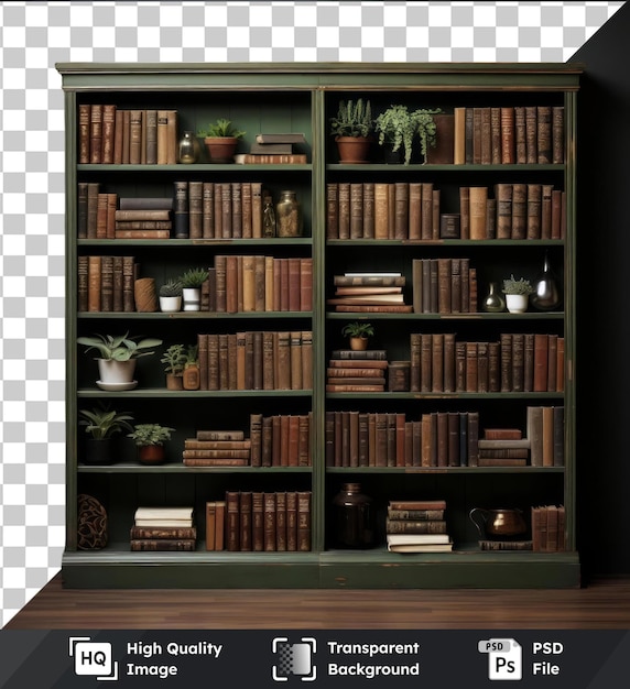 PSD psd with transparent realistic photographic librarian_s bookshelf