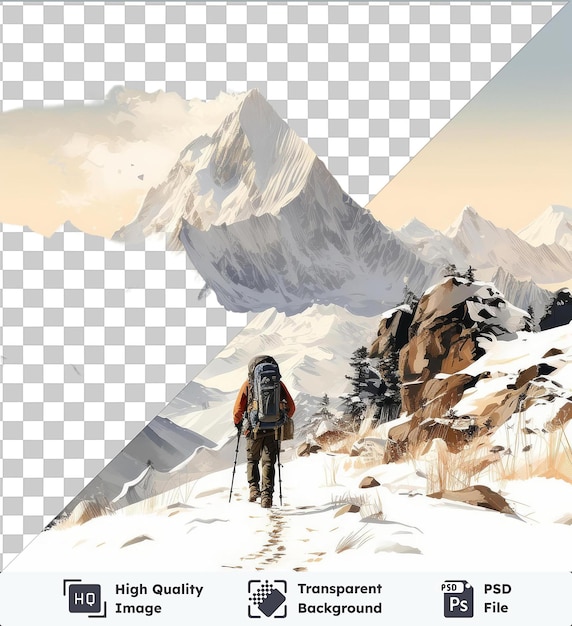 PSD psd with transparent realistic photographic mountaineer_s mountain expedition