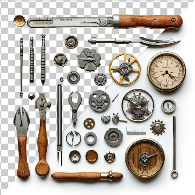 PSD psd with transparent realistic photographic watchmaker _ s tools a collection of tools