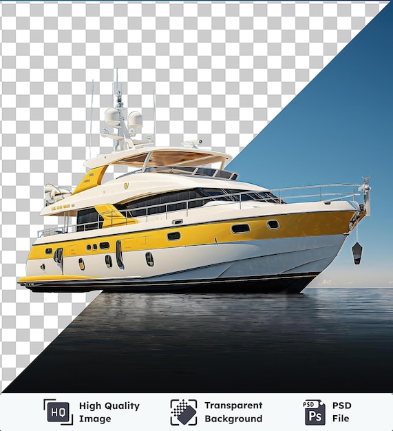 PSD psd con trasparente fotografico realistico capitano di yacht _ s foto di yacht per persona