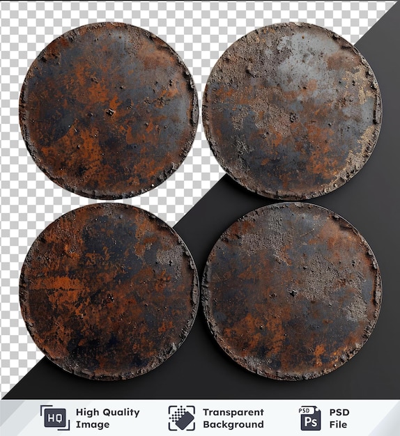 PSD psd with transparent rusty metal plates collection in png format