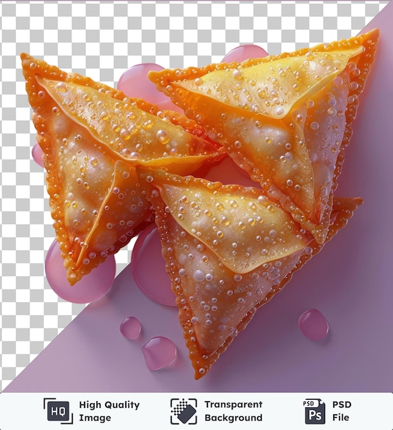 Psd with transparent sohan papdi on a pink background