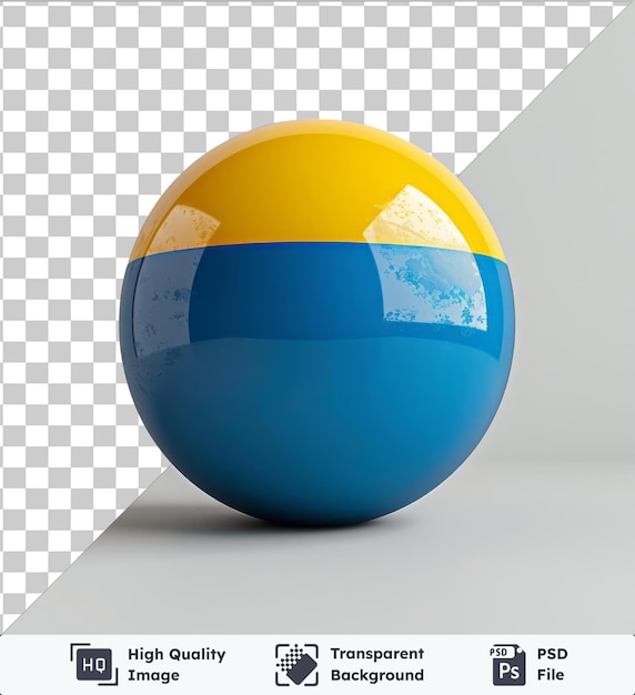 Psd con sfera trasparente con il modello della bandiera dell'ucraina