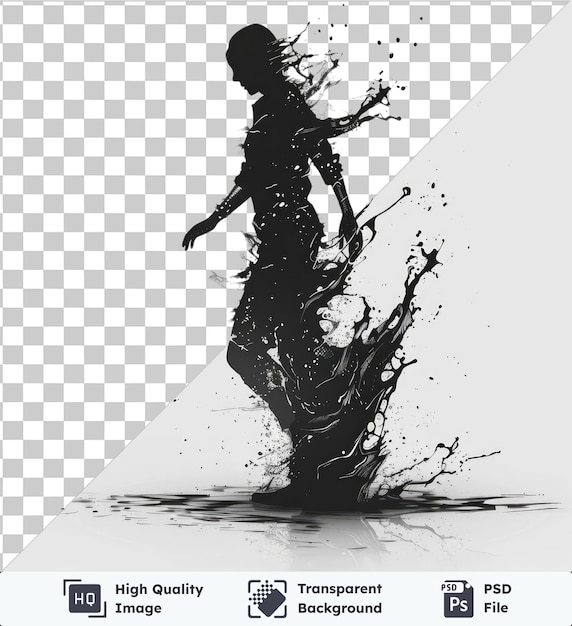 PSD psd with transparent stencil art splashes vector symbol spray shadow on the ground