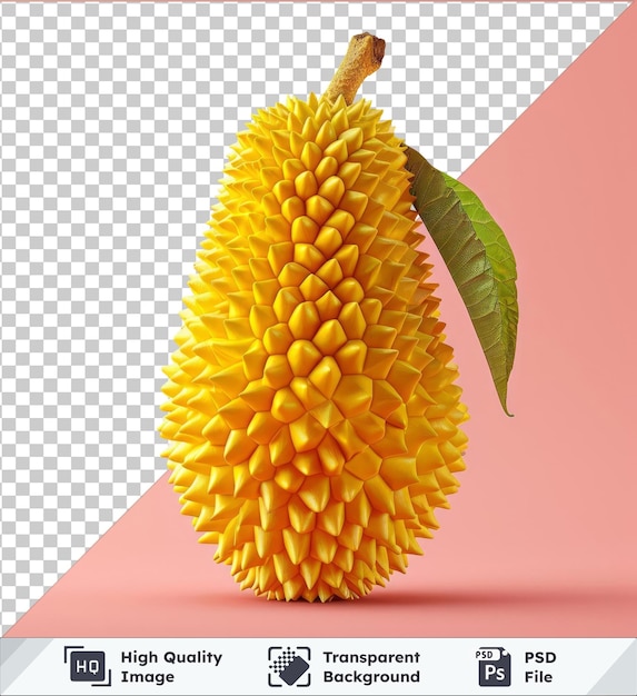 PSD psd with transparent yellow jackfruit on a pink background