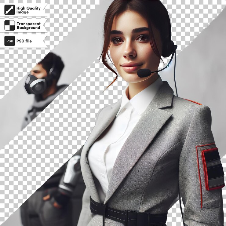 PSD psd woman call center operator with headset on transparent background