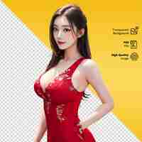 PSD psd a woman or girl chinese in a yellow background with a desigh on the front chinese new year