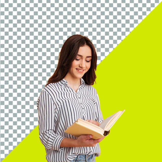 psd a woman is holding a book with the words the word on the top