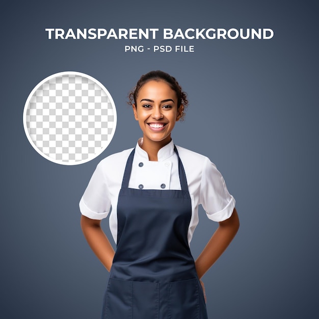 PSD psd woman morena waiter smiling background png transparent