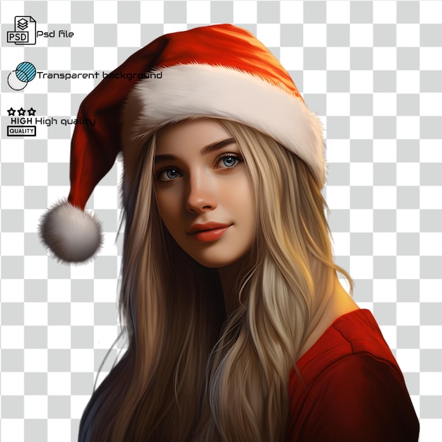 PSD psd woman in santa hat transparent background