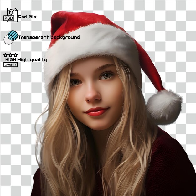 PSD psd woman in santa hat transparent background