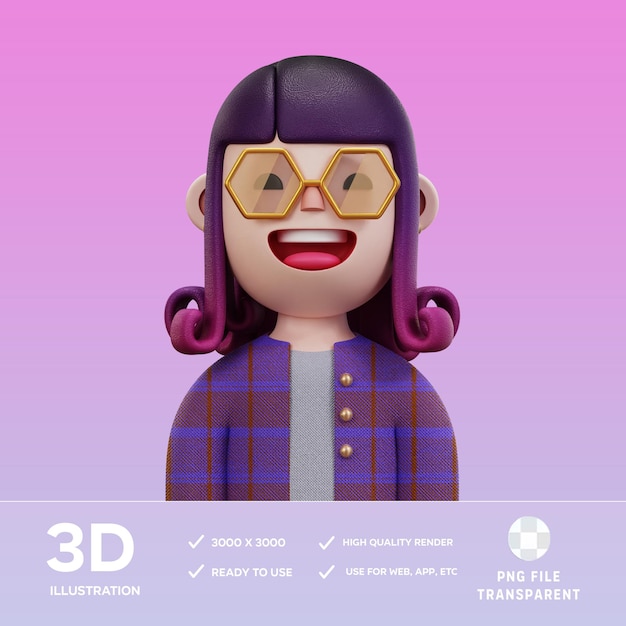 PSD Женщина с распущенными волосами 3D иллюстрация
