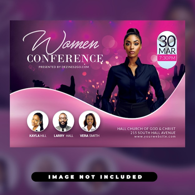 Psd women conference empowerment church flyer template