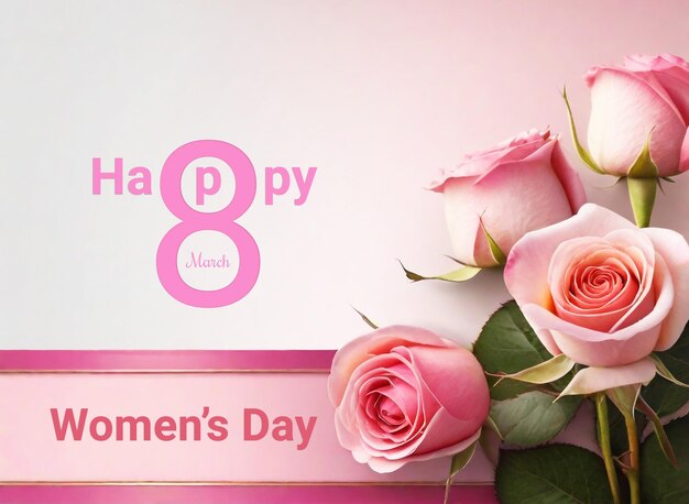 PSD psd women's day banner with editable text and pink rose