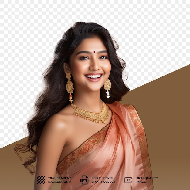 PSD psd women saree isolated on transparent background