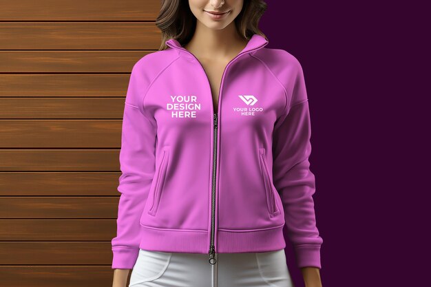 Psd women sweater zipper mockup