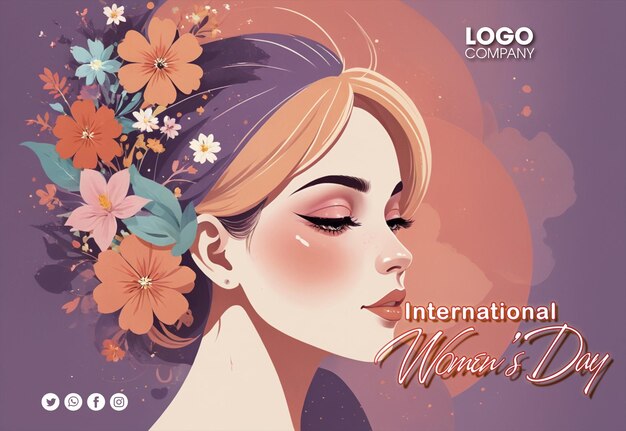 PSD psd womens day social media template flat design illustration of women