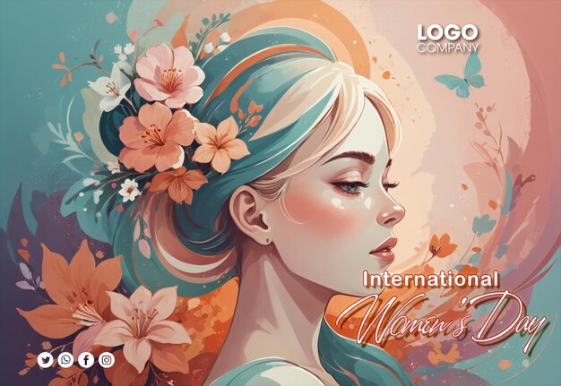 PSD psd womens day social media template flat design illustration of women