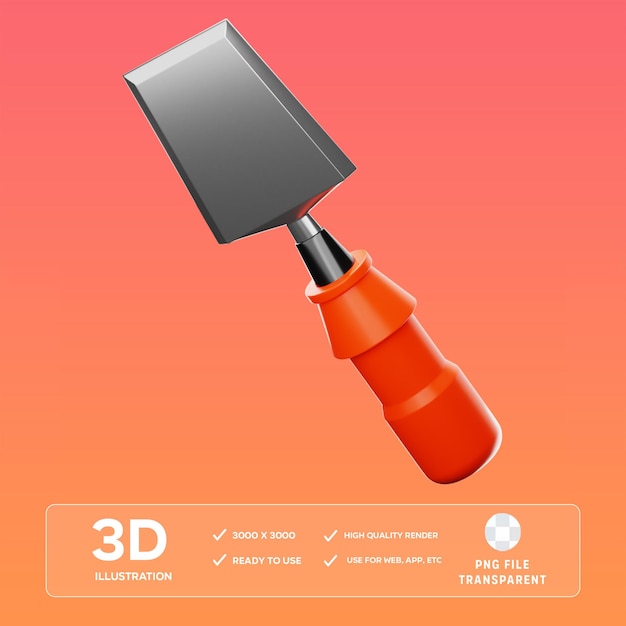 PSD wood chisel 3D Illustration