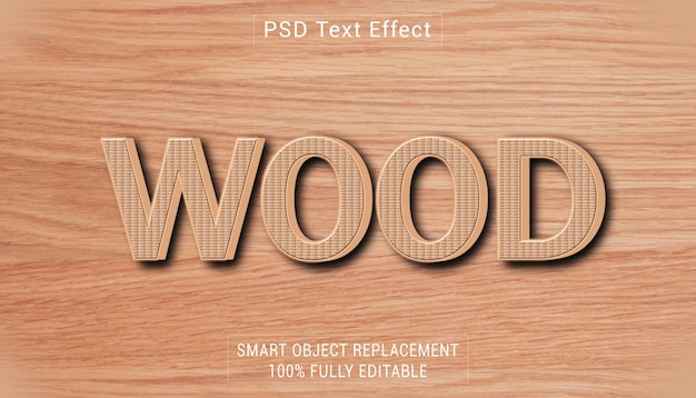 PSD Wood logo tekststijl effect