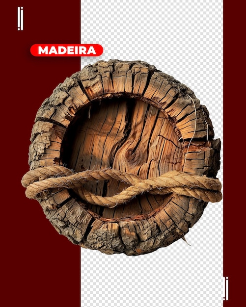 Psd wood with rope image without background