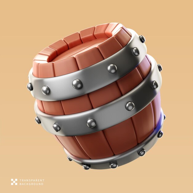 PSD wooden barrel 3D Illustration