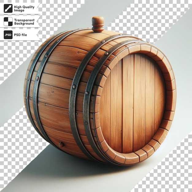 PSD psd wooden barrel isolated on transparent background with editable mask layer