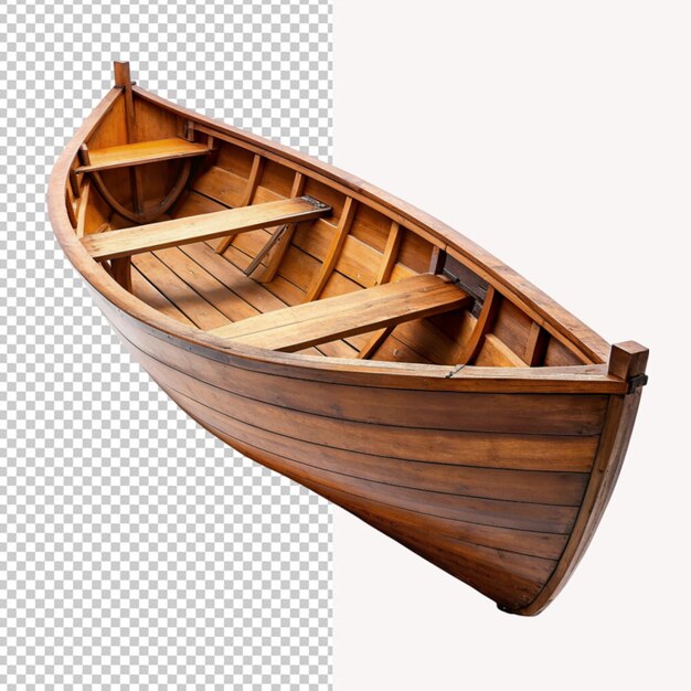 Psd of a wooden boat on transparent background