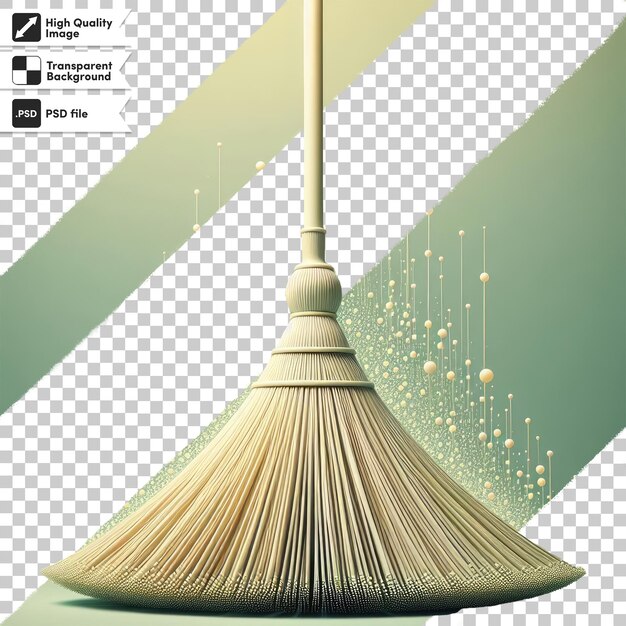 PSD psd wooden broom and dustpan on transparent background