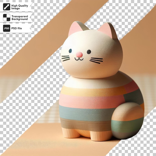 PSD psd wooden cat figurine on transparent background