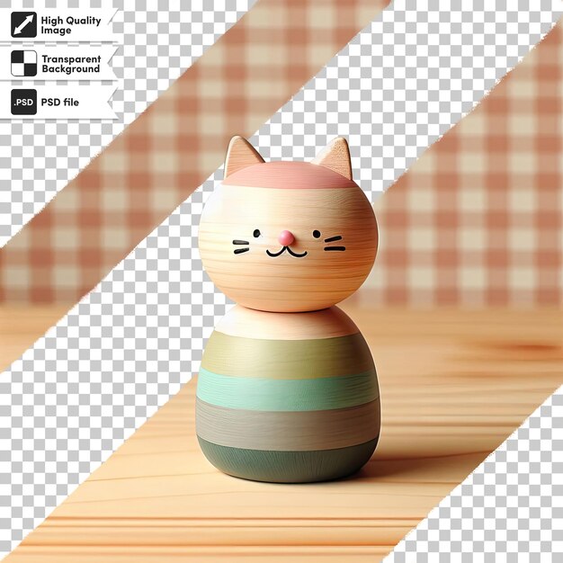 PSD psd wooden cat figurine on transparent background