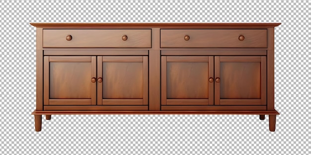 Psd wooden dining room cabinet png object isolated on transparent background