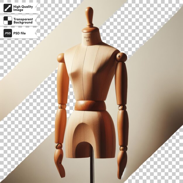 PSD psd wooden mannequin on transparent background