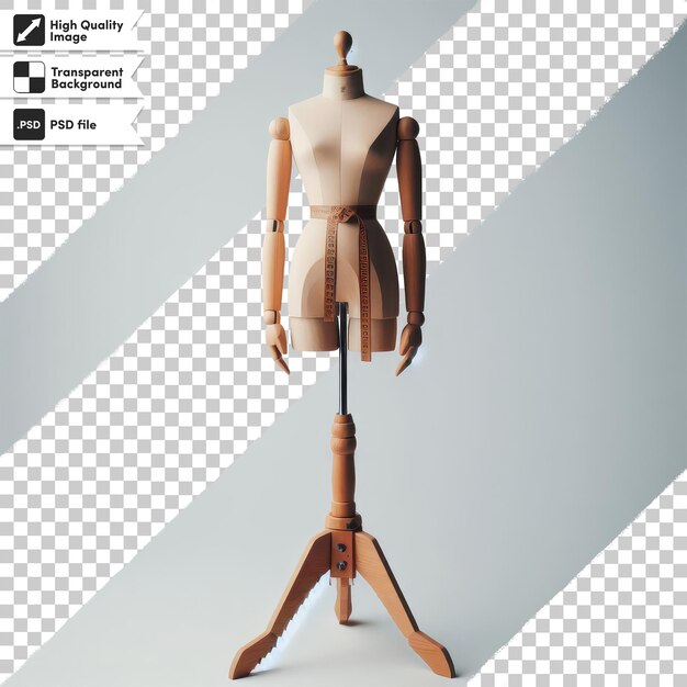 Psd wooden mannequin on transparent background