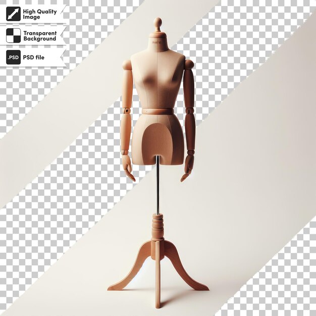 Psd wooden mannequin on transparent background