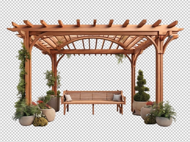 PSD psd of a wooden pergola on transparent background